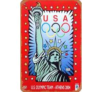 Muecddoa Vintage Metal Signs,Funny U.S. Olympic Team 2004 "Liberty" Poster by Burton Morris Poster Sign Wall Art Decor Plaque for Musical Man Cave Farmhouse Bar Pub Club Cafe Bathroom Movie Poster Tin