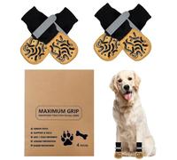 Muecleao Dog Socks Paws Stop Licking, 2 Pairs Non-Slip Grip Socks with Reflective Straps, Pet Paw Protector Claw Socks for Puppy Dog Indoor Outdoor Hardwood Floor Walking (Brown, M)