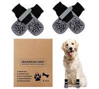 Muecleao Dog Socks Paws Stop Licking, 2 Pairs Non-Slip Grip Socks with Reflective Straps, Pet Paw Protector Claw Socks for Puppy Dog Indoor Outdoor Hardwood Floor Walking (Dark Grey, XL)