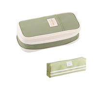 MUEEAD 1 Piece of Expandable & Simple Pencil Case, Large-Capacity, Handheld Portable Stationery Bag, Multi-Layer Storage (Green)