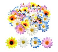 MUEEAD 100pcs Small Daisies, Artificial Gerbera Daisy Flowers, DIY Decorations, Fake Flowers, For Wedding, Party, Birthday Decoration (4 Colors)