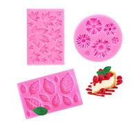 MUEEAD 2 pcs Leaf molds and 1 pcs Flower molds, Silicone molds, Leaf Silicone Fondant molds, Chocolate molds, Craft molds, for Making Cakes, Bread, Chocolate, Fondant, etc.