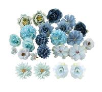 MUEEAD 24 Blue Simulated Flowers, Home Decorations, Artificial Flower Set, Wedding Ambience Sense Flower Arrangement Decoration, Suitable for Wedding, Valentine's Day Party.