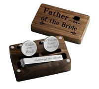 MUEEU Father of the Bride Cufflink Engraved I Will Always Be Your Little Girl Dad Father Tie Bar, M, Silver, stainless-steel