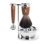 MÜHLE Intro 4-Piece Black Fibre/Safety Razor Shaving Set (Steamed Ashwood - Rytmo)