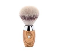 MÜHLE Kosmo Shaving Brush - Shaving Brush Made of Silvertip Fibre - Elegant Olive Wood Handle - Metal Accents - Handmade - Vegan