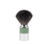 MÜHLE NEO shaving brush | Vegan Shave Brush for Shaving soaps and creams | sustainable eco-friendly and reusable | exfoliating shaving brush | chrome with sage green silicone grip handle