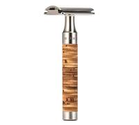 MÜHLE Rocca Safety Razor, Handle in fine Birch Bark, with Closed Comb | Safety Razor with metal accents, in lassic Double Edge Blade, premium, durable, for beard, face and body