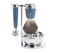 MÜHLE RYTMO 4-piece Pure Badger Double Edge Safety Razor (Closed Comb) Shaving Set For Men - Perfect for Every Day Use, Barbershop Quality Close Smooth Shave