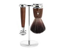 MÜHLE RYTMO Steamed Ash 3-piece Black Fibre / Safety Razor Shaving Set- No Blades Included (S21H220SR)