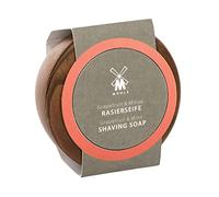 MÜHLE Shaving Soap Set with Wooden Bowl, Grapefruit & Mint Soap, 65g | premium solid Shaving Soap for all skin types, refreshing, cooling, vegan, dense Lather for women and men