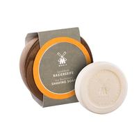 MÜHLE Shaving Soap Set with Wooden Bowl, Sea Buckthorn Soap, 65g, vegan | premium solid Shaving Soap for all skin types, regenerating, fine lime fragrance note, vegan, dense Lather