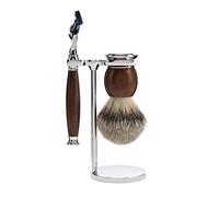 MÜHLE Sophist Series Shaving Set Silver-Tip Badger Pluck Compatible with Gillette Blades Ironwood