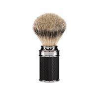 MÜHLE Traditional Shaving Brush - Shaving brush made from Silberspitz badger hair - handle made from black fine resin with chrome-plated metal accents