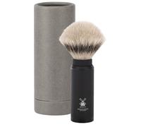 MÜHLE Travel Shaving Brush, Black Aluminium Handle, Silvertip Fibre | Shaving Brush with 21 mm knot size, vegan Silvertip Fibre, Aluminium black, head in the handle stowable, for beard and face