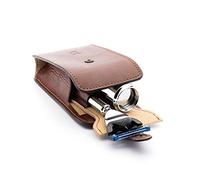 MÜHLE Travel Shaving Set in a Leather Case in brown, chrome-plated metal | Travel Shaving Set, compatible with Gillette Fusion blades, Brush Silvertip Fibre, Leather Case in brown, for beard and face