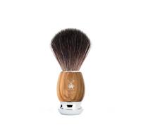 MÜHLE Vivo Shaving Brush - Shaving Brush Made from Black Fibre - Handle Made from fine Olive Wood with Chrome-Plated Metal Accents - Vegan