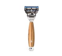 MÜHLE Vivo System Razor compatible with Gillette blades - handle made from fine olive wood, chrome-plated metal accents