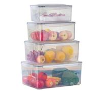 MueJah Food Containers Set with Lids, Buckle Sides & Handle, Refrigerable & Microwaveable, 9.9Ibs/15Ibs/23Ibs/32Ibs Capacity Airtight Organizers Storage Boxes