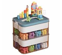 MueJah Storage Organizer for Lego, 2 Tier Stackable Storage Bin Transparent Building Bricks Puzzle Craft Plastic Container Organizing Sorter, Green