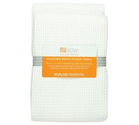 MÜkitchen Waffle Microfiber Towel | Durable & Super Absorbent for Cleaning & Drying | Set of 2 | White
