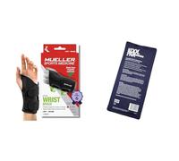 Mueller Fitted Wrist Brace for Left Hand, Small/Medium, Black with Koolpak Premium Reusable Ice Pack