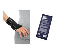 Mueller Fitted Wrist Brace for Right Hand, Small/Medium, Black with Koolpak Premium Reusable Ice Pack