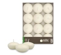 Müller Floating Candles - Ivory - Set of 12-4 Hour Burn Time - RAL Quality