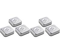 Müller-Licht Triplex LED Pressure Light Cabinet Light Touch Self-Adhesive Set of 3 0.5 W Silver with Adhesive Pad and 3X AAA Batteries (Pack of 2)