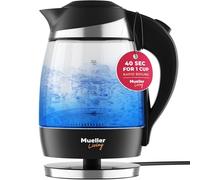 Mueller Living Electric Kettle, Electric Tea Kettle for Boiling Water, 1850W SpeedBoil with Automatic Shutoff, 1.8L Cordless with LED Light, Borosilicate Glass Tea Kettle Pot Water Heater, BPA Free