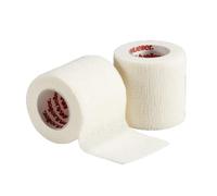 Mueller TapeWrap Premium Cohesive Sports Tape Roll - White - 2.5cm x 5.4m - Self Adhering Support Tape for Pads, Bandages & Cold Packs - Breathable Lightweight Athletic Wrap - Stronger Than Prewrap