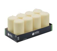 Müller Unscented Pillar Candles - Ivory - Set of 8 in Bulk - 5,7 x 12 Cm - 32 Hours Long Burning Decorative Candles - Dripless Wax - Smokeless Wick - RAL Quality - Made in Germany