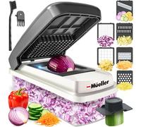 Mueller Vegetable Chopper Mandoline Slicer, Food Veggie Chopper, Cheese Grater, Onion Vegetable Cutter with Container, Dicer, Kitchen Gadgets & Essentials, White Sand/Grey