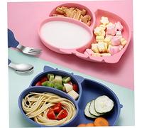MUELODSIC 1 Set Silicone Divided Plate with Fork and Spoon Stable Non Slip Feeding Dish for Self Feeding Training Compartment Design for Separate Foods Suitable for Weaning and Meals