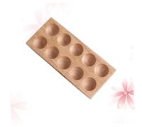 MUELODSIC 10-cup Wooden Egg Holder Storage Box round Slots Rubber Wood Stylish Egg Crate Storage Rack for Refrigerator