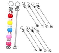 MUELODSIC 10 Pcs Metal Beaded Keychain Bars DIY Keychain Supplies for Crafts Handmade Pendant Making Secure Connection Silver Classic Color