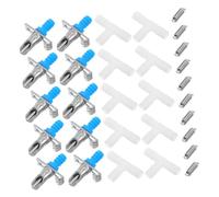 MUELODSIC 10 Sets Rabbit Water Feeders with White Three-way Connector Metal Automatic Drinking Tools for Farm Pets and Household Bunnies Easy to Install Rabbit Supplies