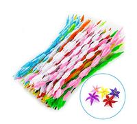 MUELODSIC 100PC Wavy Hair Root Craft Sticks Handmade DIY Educational for Kindergarten Creativity and Intellectual Development with Shiny Metal Silk Pipe Cleaners