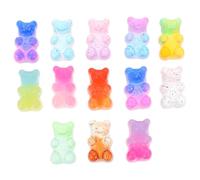 MUELODSIC 100pcs Colorful Resin Bear Charms DIY Craft Adornments Phone Case Ornaments Cute Transparent Bear Patches for Stylish Phone Shell Decoration