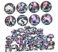 MUELODSIC 100pcs Glass Cabochons with Zodiac Sign Patterns for DIY Jewellery Making Gemstones for Pendants Decorations Scrapbooking and Craft Projects