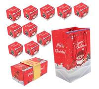 MUELODSIC 10pcs Christmas Bounce Red Folding Pop Up Candy Containers with Gift Bag for Party Favors Birthday Anniversary Proposal Holiday Decoration