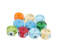 MUELODSIC 10Pcs Glass Evil Eye Loose Beads for DIY Jewelry Making Smooth Flat Round Charm Beads for Necklace Bracelet Craft Unique Handicraft Accessories