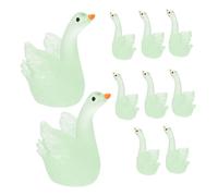 MUELODSIC 10pcs Glow Dark Swan Figurines Miniature Resin Statues Creative Garden Tiny Swans Ornaments for Fairy Garden Accessories Outdoor Micro Landscape Decor