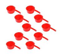 MUELODSIC 10pcs Red Plastic Water Scoops with Long Handle, Large Capacity Kitchen Ladles for Watering Flowers in The Garden and Family Kitchens, Easy to Clean Household Water Spoons