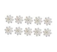 MUELODSIC 10Pcs Silver Pearl Flower Embellishments DIY Decorative Patches for Wedding Crafts Clothing Shoes Scarf Delicate Floral Handicraft Supplies