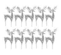 MUELODSIC 10pcs Silver Plastic Christmas Elk Pendants for Xmas Tree Hanging Ornaments, Decorative Festive Xmas Party Props for Indoor and Winter Snow Theme Party