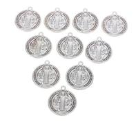 MUELODSIC 10pcs St Benedicts Medals Cross Catholic Jewelry Mens Cross Necklace Religious Beads Pendant Pocket Prayer Medal Bulk Jewelry Making