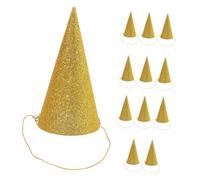 MUELODSIC 12pcs Birthday Hat Con Metallic Triangle Fete Fiesta DIY Birthday Crown Party Hats for Adults Sparkly Number Shiny Color Bday First Boy Festive Eve Topper Golden Random Color