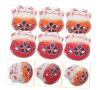MUELODSIC 12pcs Cat-shaped Ceramic Beads DIY Jewelry Charms for Bracelet Necklace Making Red and Orange Horizontal Pendants for Handcrafted Accessories and
