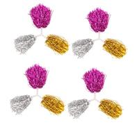 MUELODSIC 12Pcs Cheerleading Pom Poms Each Metallic Gold Silver Rose Red Colors for Sports Meetings Dance Performances Cheer Squad Accessories to Boost Team Spirit